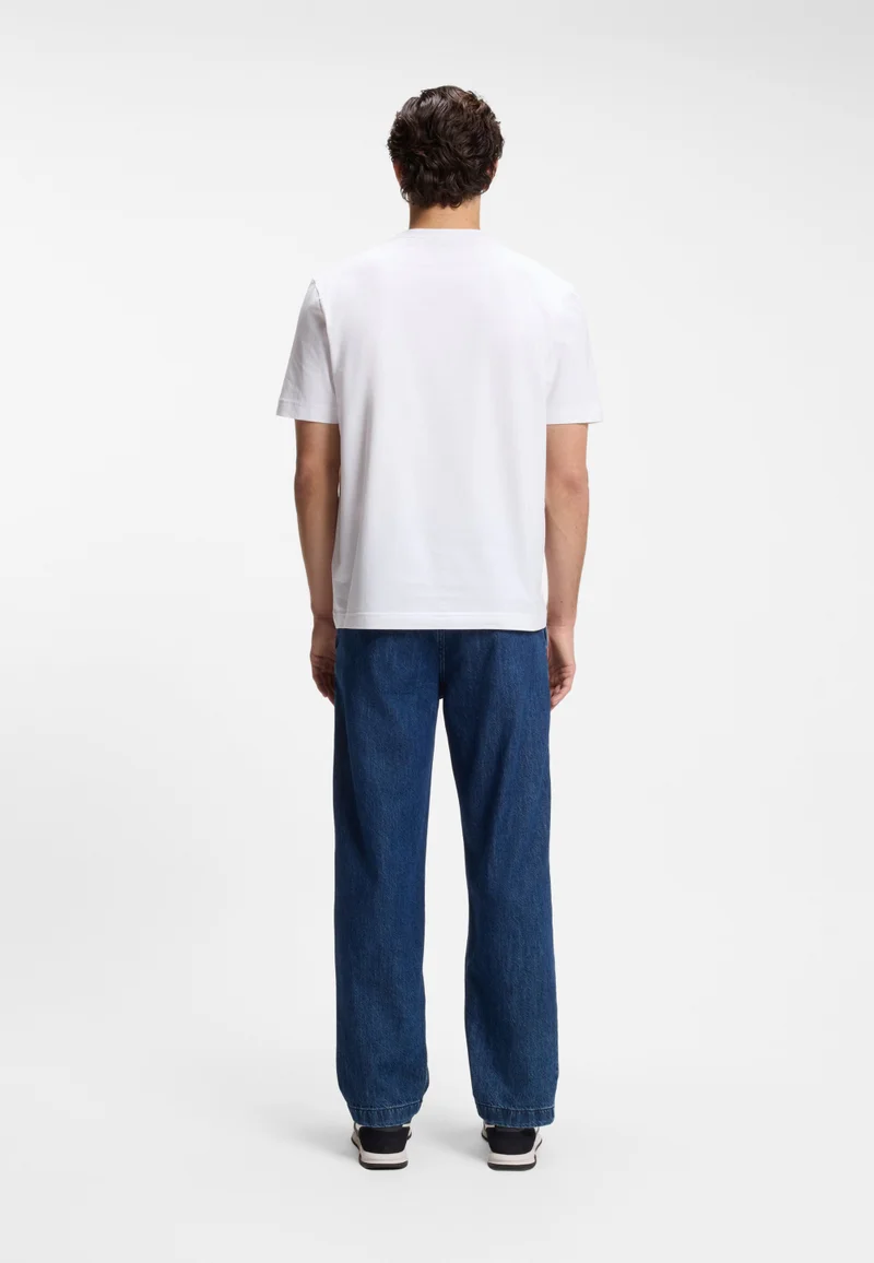 BOSS Stretch-cotton T-shirt with contrast logo