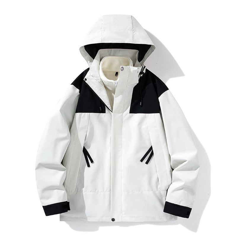 Autumn 2024 Outdoor Jacket Two-Piece Fleece Liner High Street Fashion Couple Trendy Jacket Mens Wear 188-black-single flush - Image 5