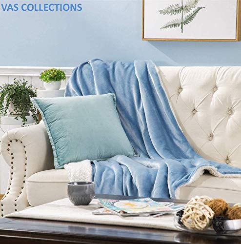 VAS COLLECTIONS® All-Seasons Super Soft Flannel Solid/Plain Blanket/AC Dohars/Duvet/Quilt for Summer, Sky Blue, Size 225X230 cm (Double) - Image 2