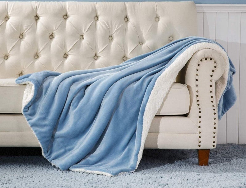 VAS COLLECTIONS® All-Seasons Super Soft Flannel Solid/Plain Blanket/AC Dohars/Duvet/Quilt for Summer, Sky Blue, Size 225X230 cm (Double) - Image 1