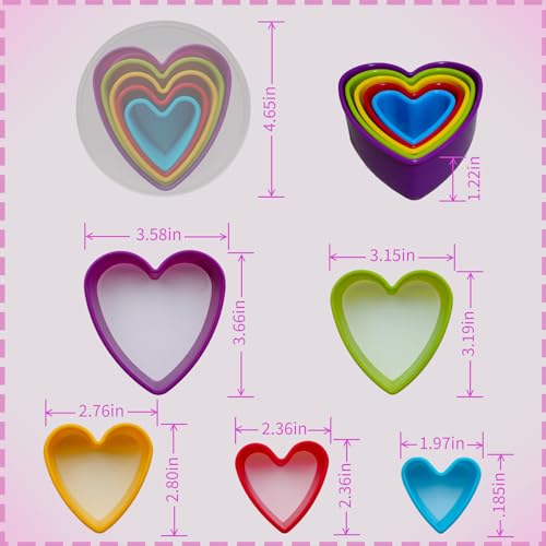 Bolonie Heart Cookie Cutter Set, 5 PCS Cookie Cutters Perfect for Baking Delightful Heart-shaped Cookies - Image 2