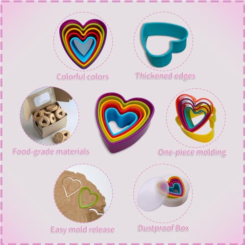 Bolonie Heart Cookie Cutter Set, 5 PCS Cookie Cutters Perfect for Baking Delightful Heart-shaped Cookies - Image 4