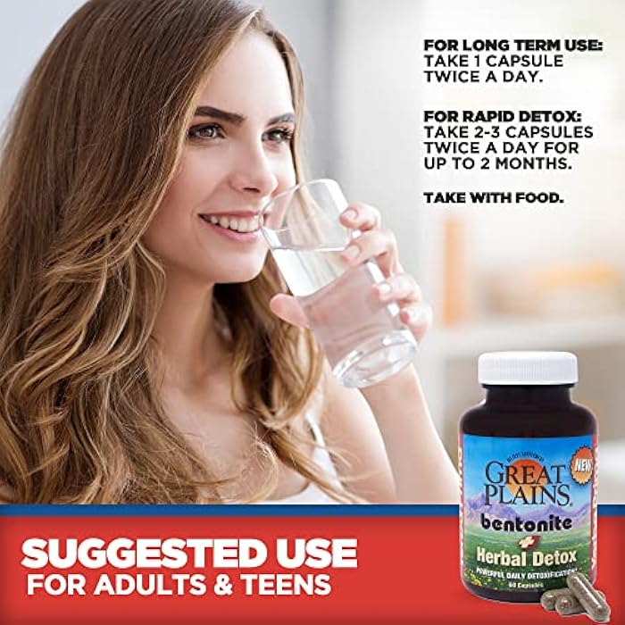 Yerba Prima Bentonite Clay Plus Herbal Detox, 60 Veggie Capsules (Pack of 2) - Use Long Term or as Rapid Detox, Premium Quality Ingredients, Powerful Daily Detoxification, Great Plains Bentonite - Image 3
