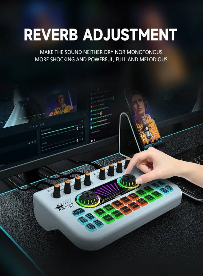 خلاط صوت للألعاب رباعي القنوات RGB مع لوحة صوتية مع دعم ميكروفون XLR ومعادل صوت مدمج وواجهة تحكم متعددة - خلاط صوت احترافي للألعاب والتدوين الصوتي والبث المباشر والتسجيل - أسود - Image 5