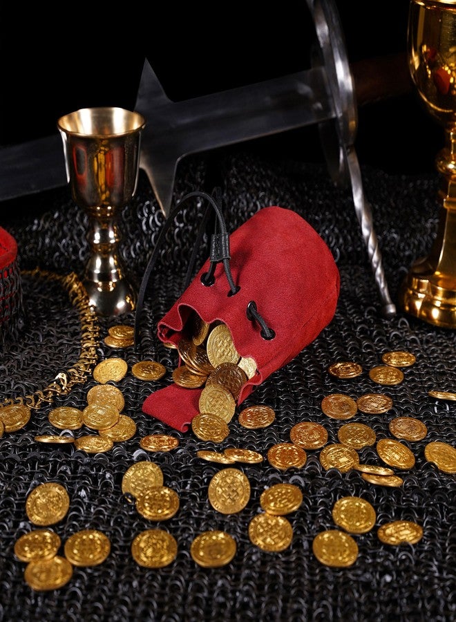 ميثروجان حقيبة حزام برباط من ميثروجان، إكسسوارات أزياء عصر النهضة، حقيبة مجوهرات، محفظة نقود من جلد الغزال، حقيبة خصر فايكنج لألعاب تقمص الأدوار الحية، والمهرجانات، ومهرجانات عصر النهضة، وإعادة تمثيل الأحداث التاريخية - أحمر، 5 بوصات × 6 بوصات - Image 5