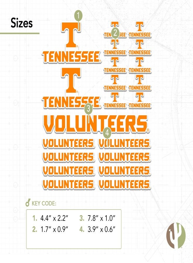 Desert Cactus University of Tennessee Sticker UT Knoxville Volunteers Vols Vinyl Decals Laptop Water Bottle Car Scrapbook Sheet T1 (Type 1-1) - Image 3