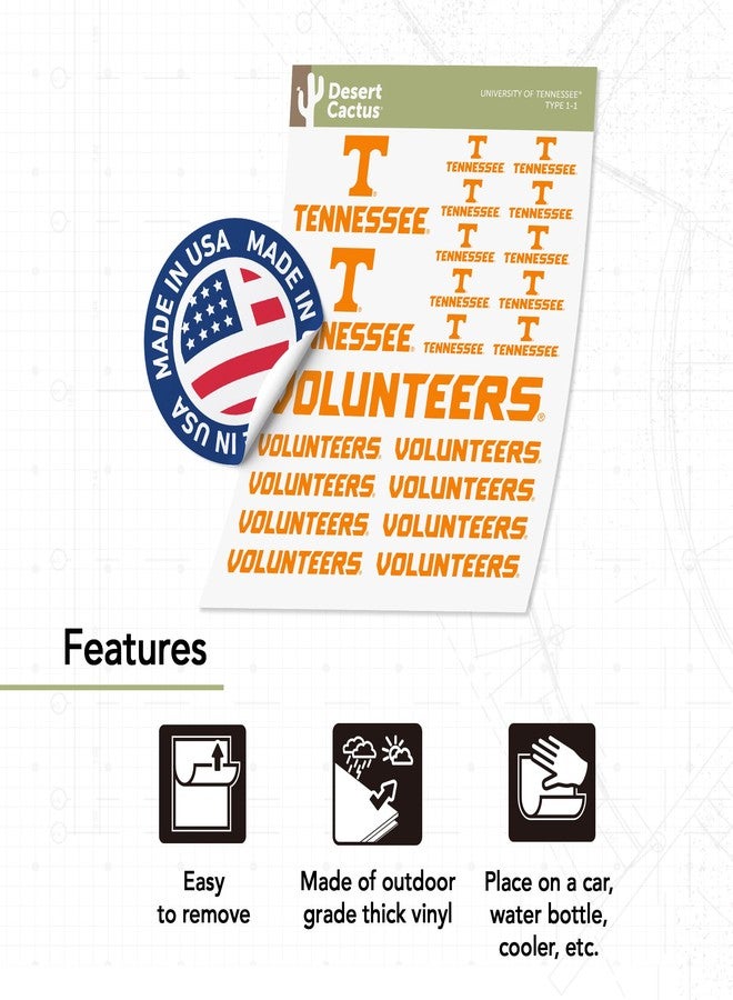 Desert Cactus University of Tennessee Sticker UT Knoxville Volunteers Vols Vinyl Decals Laptop Water Bottle Car Scrapbook Sheet T1 (Type 1-1) - Image 4