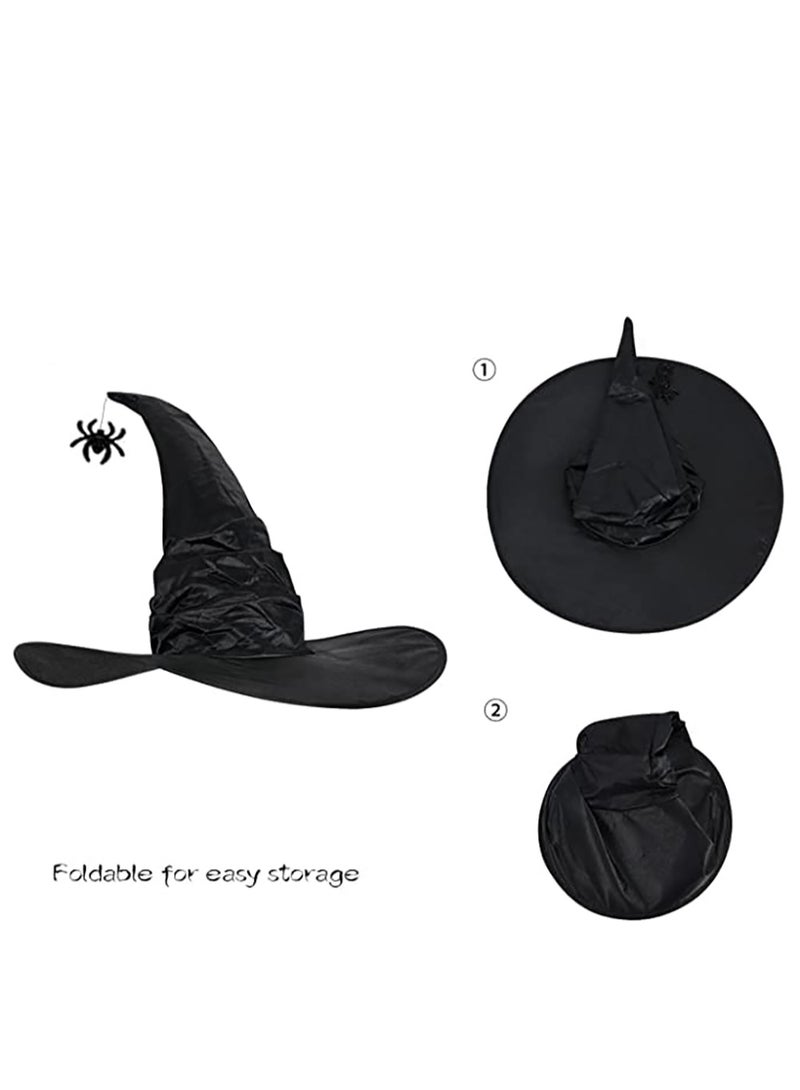 Witch Hat Pleated Wizard Hat Spider Pendant High Hat Party Role Play Costume Props Halloween (Black Spider) - Image 5