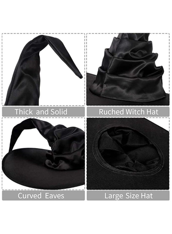 Witch Hat Pleated Wizard Hat Spider Pendant High Hat Party Role Play Costume Props Halloween (Black Spider) - Image 4