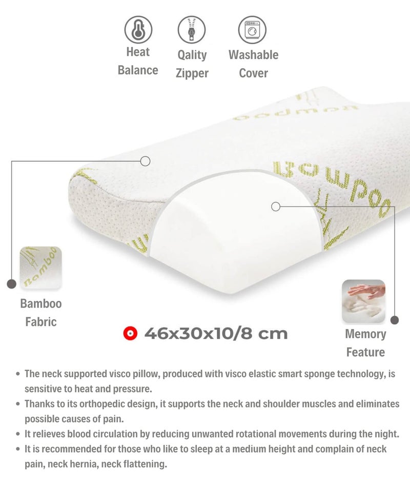 Alpalin ErgoFoam Bamboo Medium Size Neck Support Orthopedic Cervical Memory Foam Pillow Contour Support Pillow for Neck and Shoulder Pain Relief - Image 2