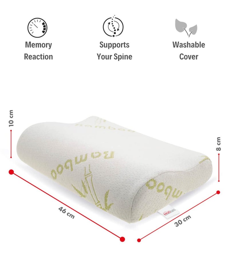 Alpalin ErgoFoam Bamboo Medium Size Neck Support Orthopedic Cervical Memory Foam Pillow Contour Support Pillow for Neck and Shoulder Pain Relief - Image 3