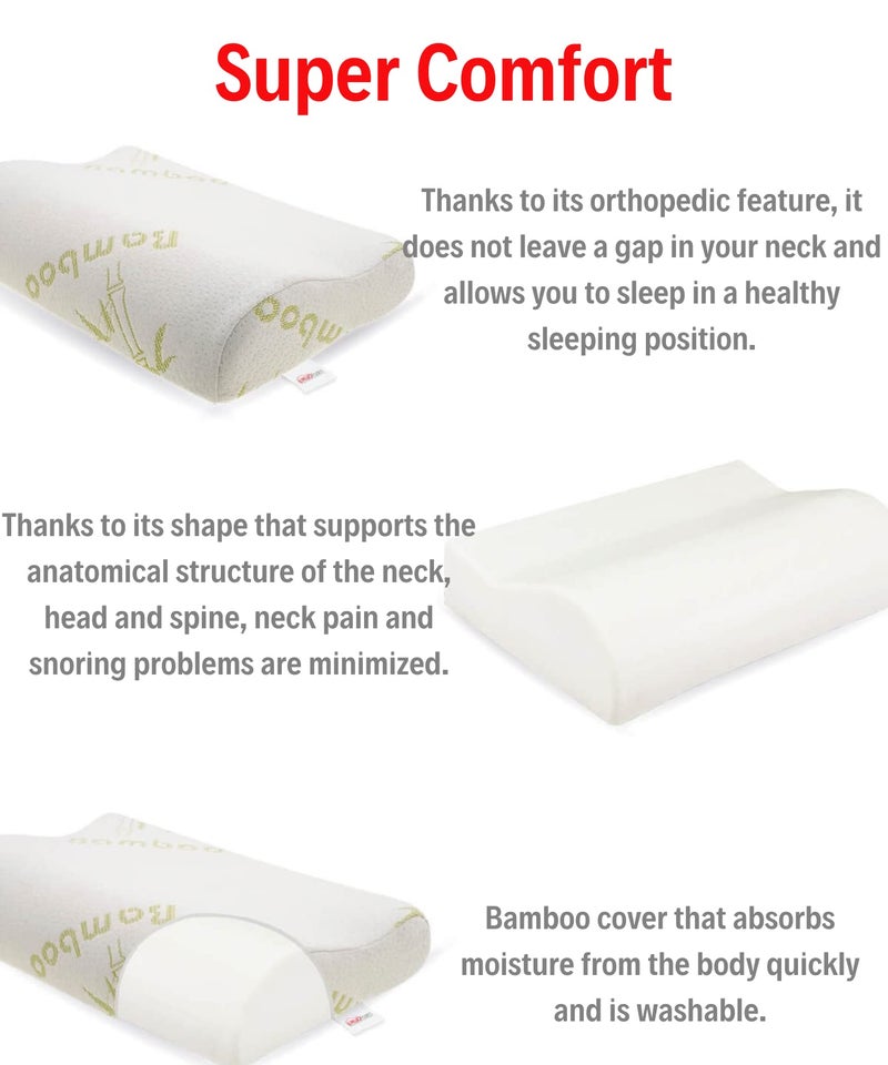 Alpalin ErgoFoam Bamboo Medium Size Neck Support Orthopedic Cervical Memory Foam Pillow Contour Support Pillow for Neck and Shoulder Pain Relief - Image 5