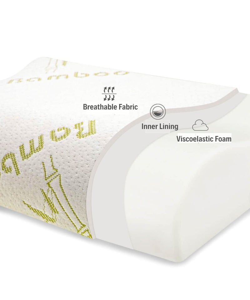 Alpalin ErgoFoam Bamboo Medium Size Neck Support Orthopedic Cervical Memory Foam Pillow Contour Support Pillow for Neck and Shoulder Pain Relief - Image 4