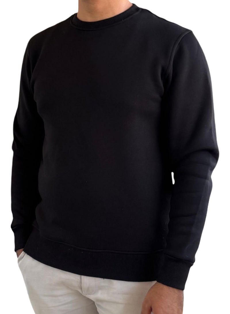 Horse Polo Sweatshirt Round Neck, Black - Image 2