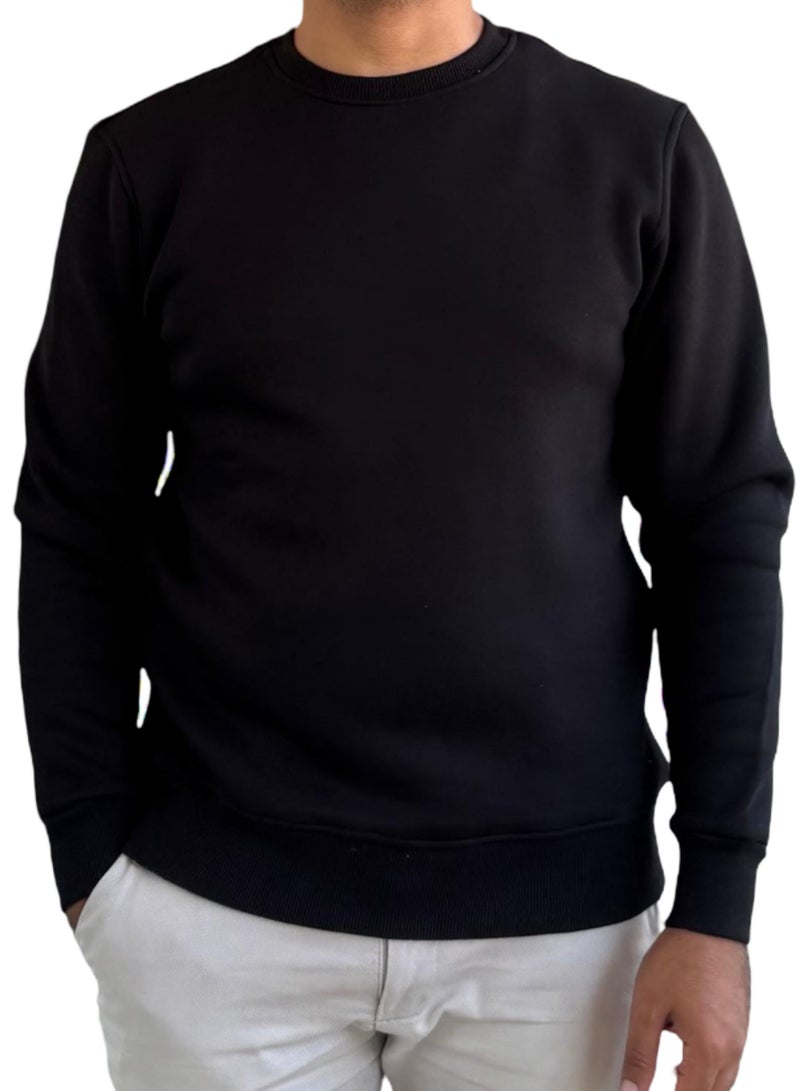 Horse Polo Sweatshirt Round Neck, Black - Image 1