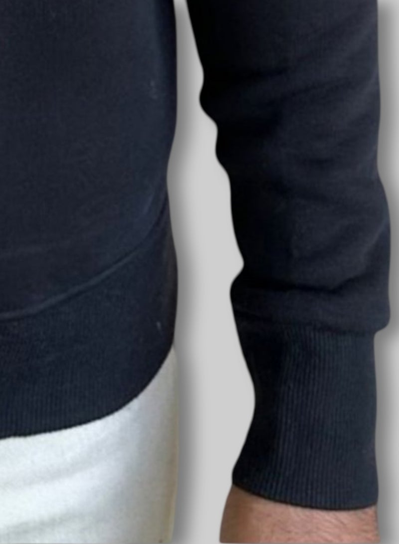 Horse Polo Sweatshirt Round Neck, Black - Image 3