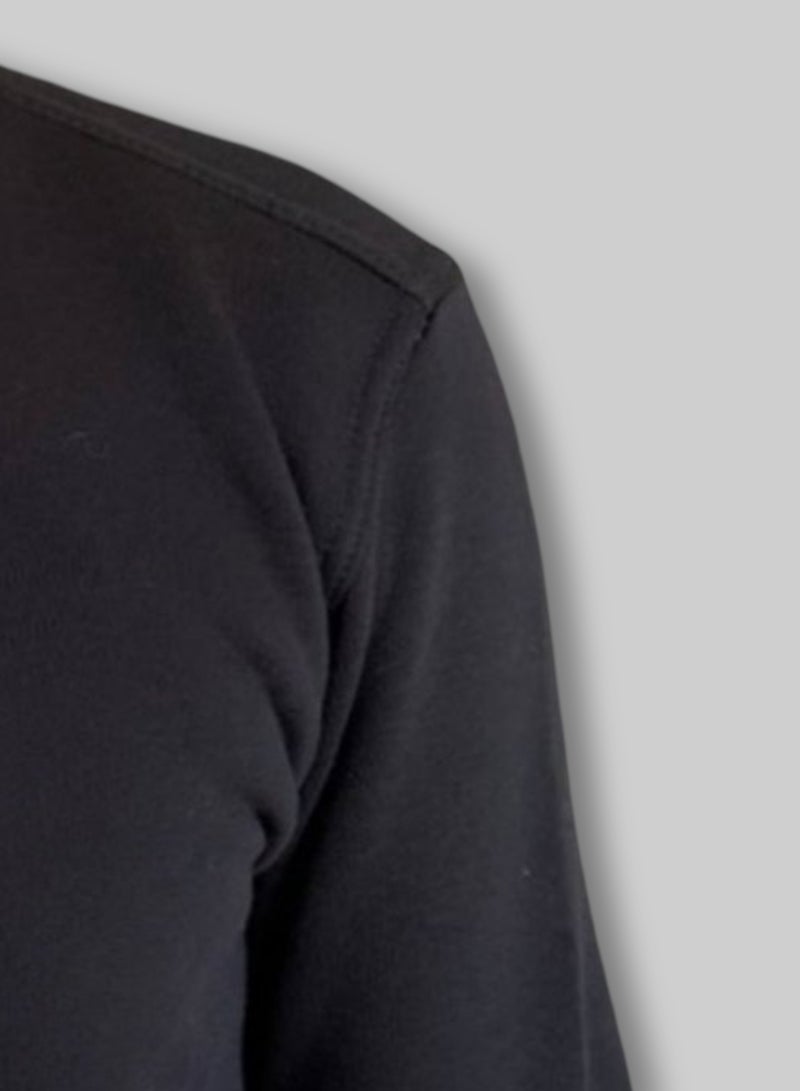 Horse Polo Sweatshirt Round Neck, Black - Image 4