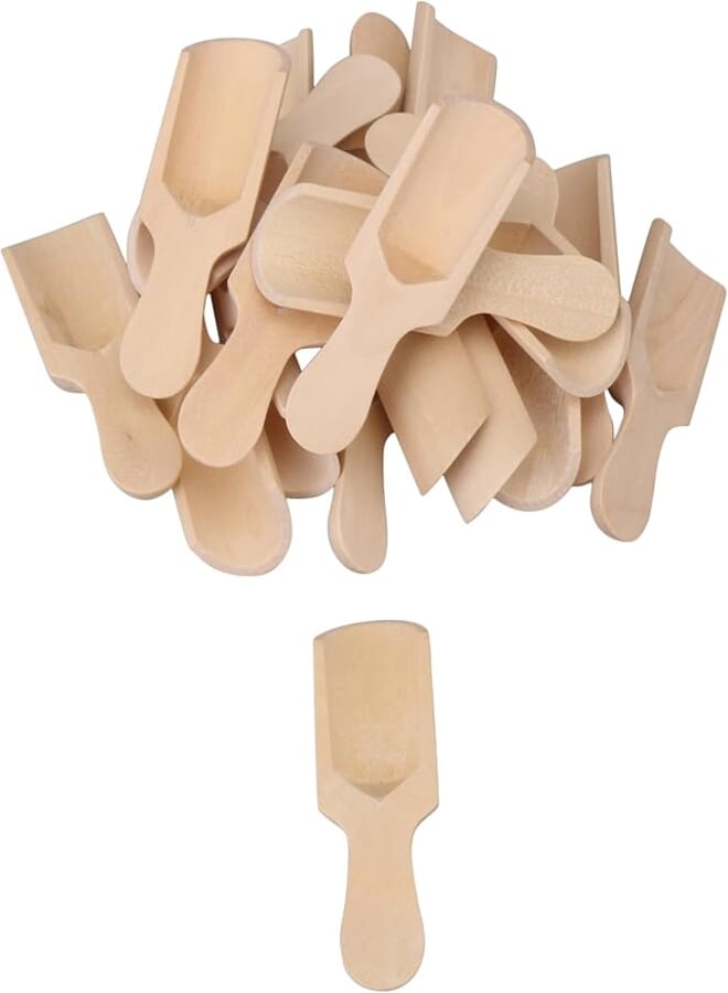 RDEXP 73x24mm Unpainted Wooden Scoop Spoon Sugar Bath Salt Scooper for Spices Parties Home Kitchen Tool, 6 Piece