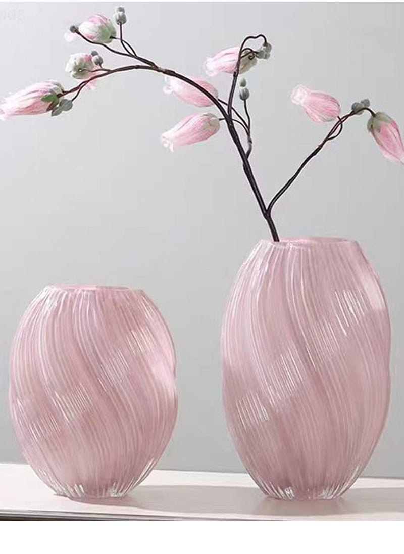 Qiccijoo Qiccijoo Glass Vase Ins Modern Irised Crystal Flower Glass Vase for Decor Home Handmade Modern Large Flower Vases for Centerpieces,Wedding,Office,Living Room（Pink）  - Image 4