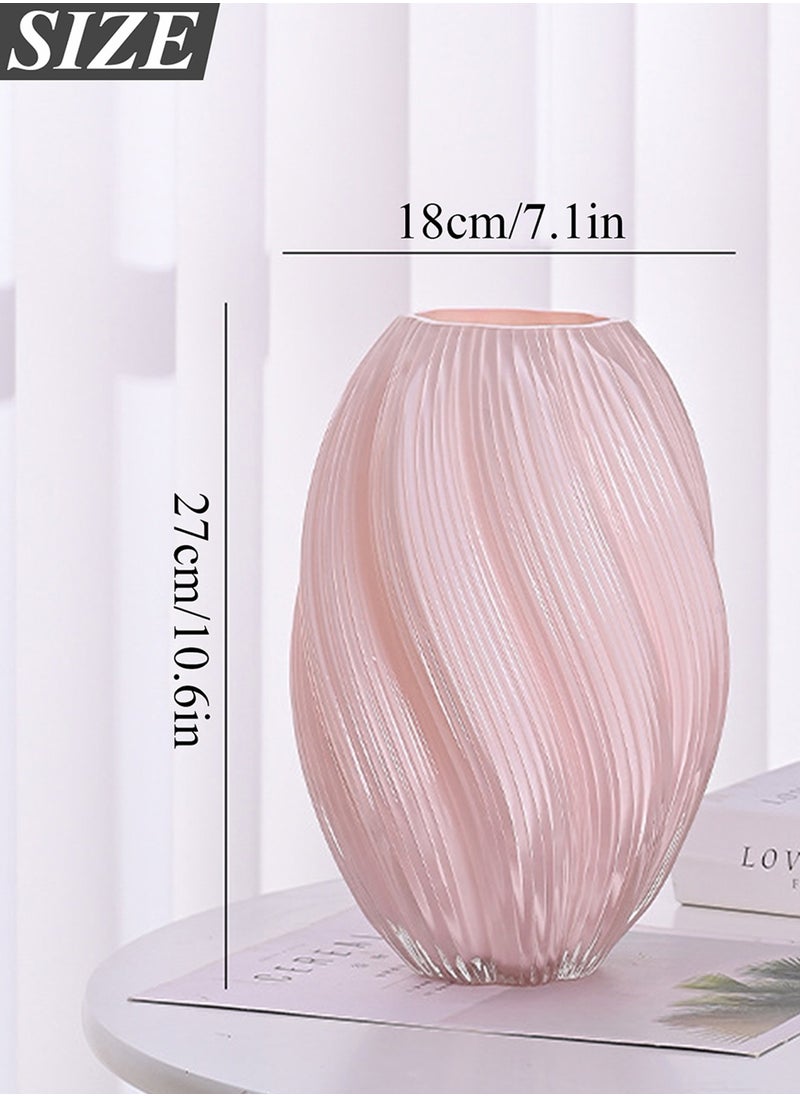 Qiccijoo Qiccijoo Glass Vase Ins Modern Irised Crystal Flower Glass Vase for Decor Home Handmade Modern Large Flower Vases for Centerpieces,Wedding,Office,Living Room（Pink）  - Image 2