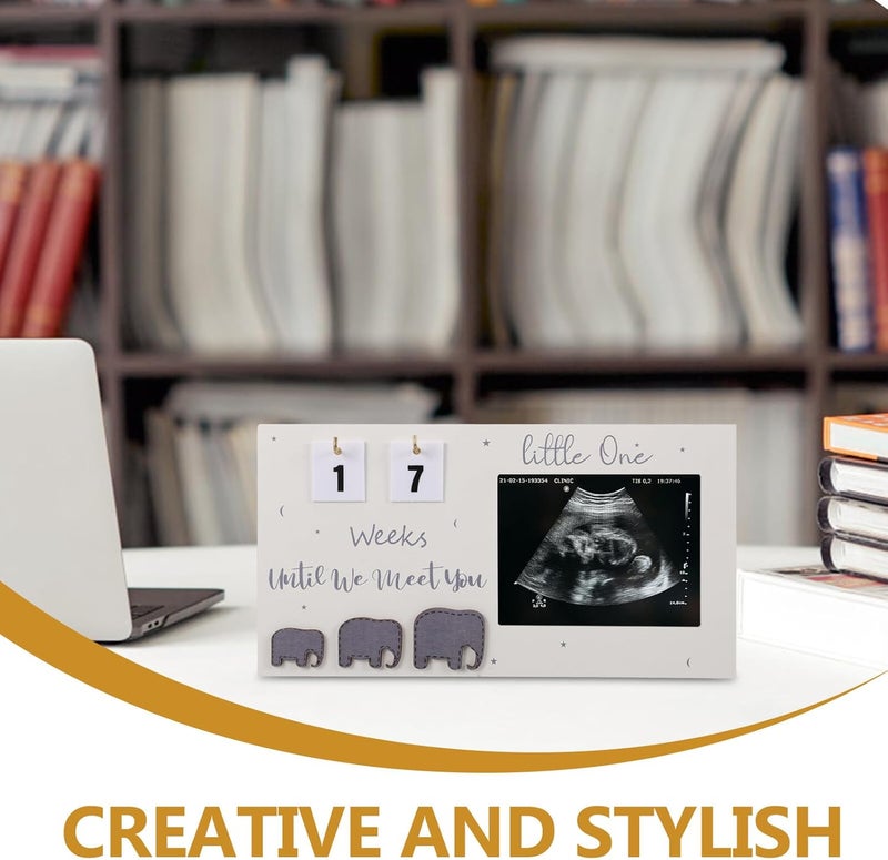 Newborn Sonogram Picture Frame Photo Board Wooden Keepsake for Nursery Growth Display 24x12.7cm - Image 3