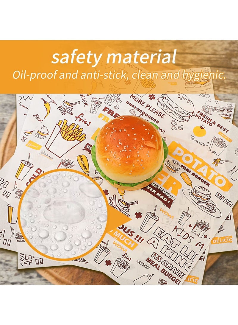 MIXDE 100 Sheets Greaseproof Paper, Baking Wrapping Paper Food Wrapping Paper, Food Basket Liners Paper Deli Paper for Breads French Fries Sandwiches Pizza Burgers Hot Dogs - Image 3