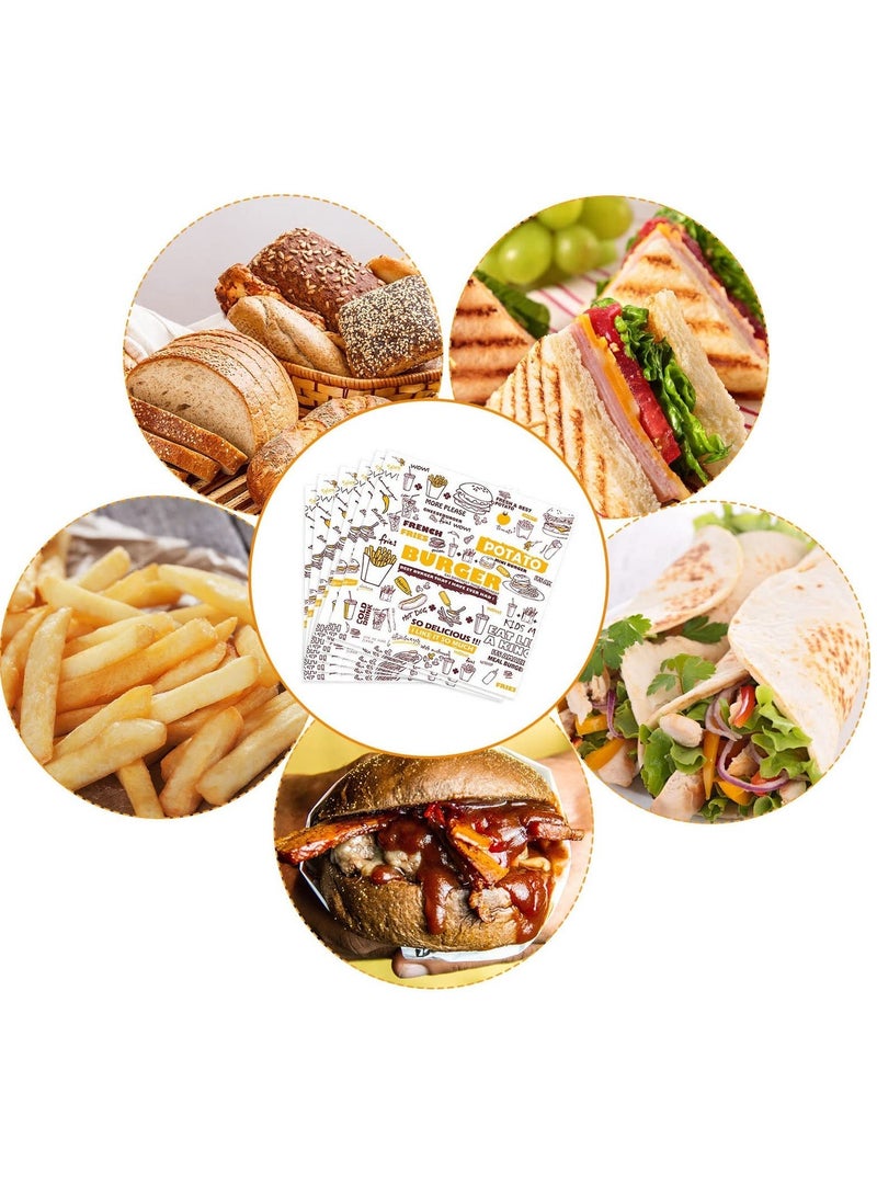 MIXDE 100 Sheets Greaseproof Paper, Baking Wrapping Paper Food Wrapping Paper, Food Basket Liners Paper Deli Paper for Breads French Fries Sandwiches Pizza Burgers Hot Dogs - Image 5