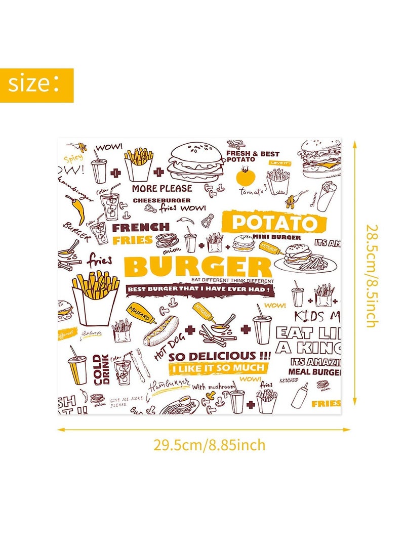 MIXDE 100 Sheets Greaseproof Paper, Baking Wrapping Paper Food Wrapping Paper, Food Basket Liners Paper Deli Paper for Breads French Fries Sandwiches Pizza Burgers Hot Dogs - Image 2