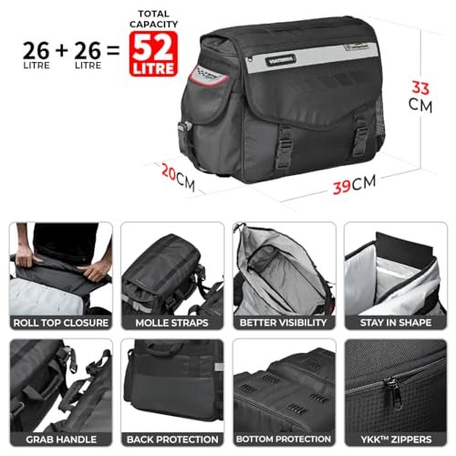 ViaTerra Leh Mini 100% Waterproof Motorcycle Saddle Bag, 52L Capacity |Universal Side Bags for Adventure and Touring - Image 4