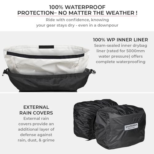 ViaTerra Leh Mini 100% Waterproof Motorcycle Saddle Bag, 52L Capacity |Universal Side Bags for Adventure and Touring - Image 5