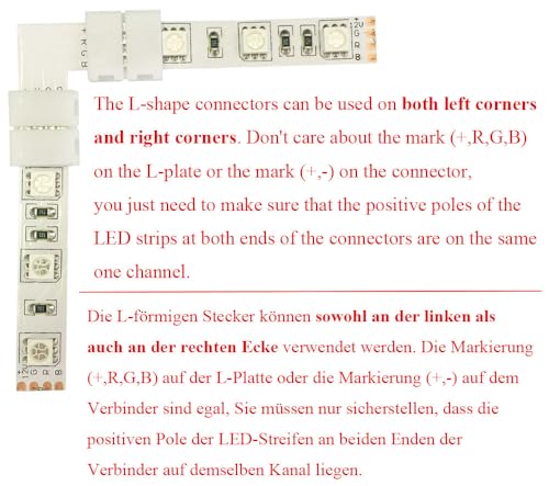 LitaElek 10pcs 4 Pin LED Strip Corner Connector for SMD 5050 RGB LED Strip Light 10mm Wide LED Tape Connector Solderless RGB 5050 LED Ribbon L Shape Connector Right Angle Adapter - Image 3
