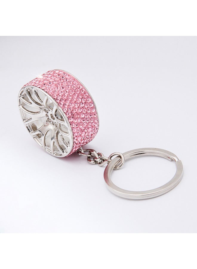 Diamond-encrusted car keychain cross-border zinc alloy wheel car key pendant new diamond-encrusted car key accessories - Image 5