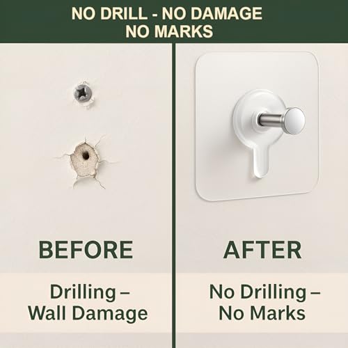 DALUCI Self Adhesive Wall Hooks 20 Pcs – Heavy Duty Nail-Free Hooks for Wall Heavy Items | Photo Frame Hooks Without Drilling | Strong Sticky Hook for Frames, Clocks & Keys (Photo Frame Hook, 20) - Image 5