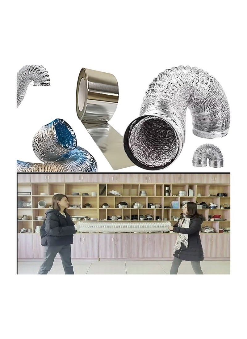 Hobby or chimney expands to 2.5 meters and 5 inches  in diameter, made of thermally expandable aluminum for kitchen hood, gas heater and air conditioning + special thermal paste roll 23 yards