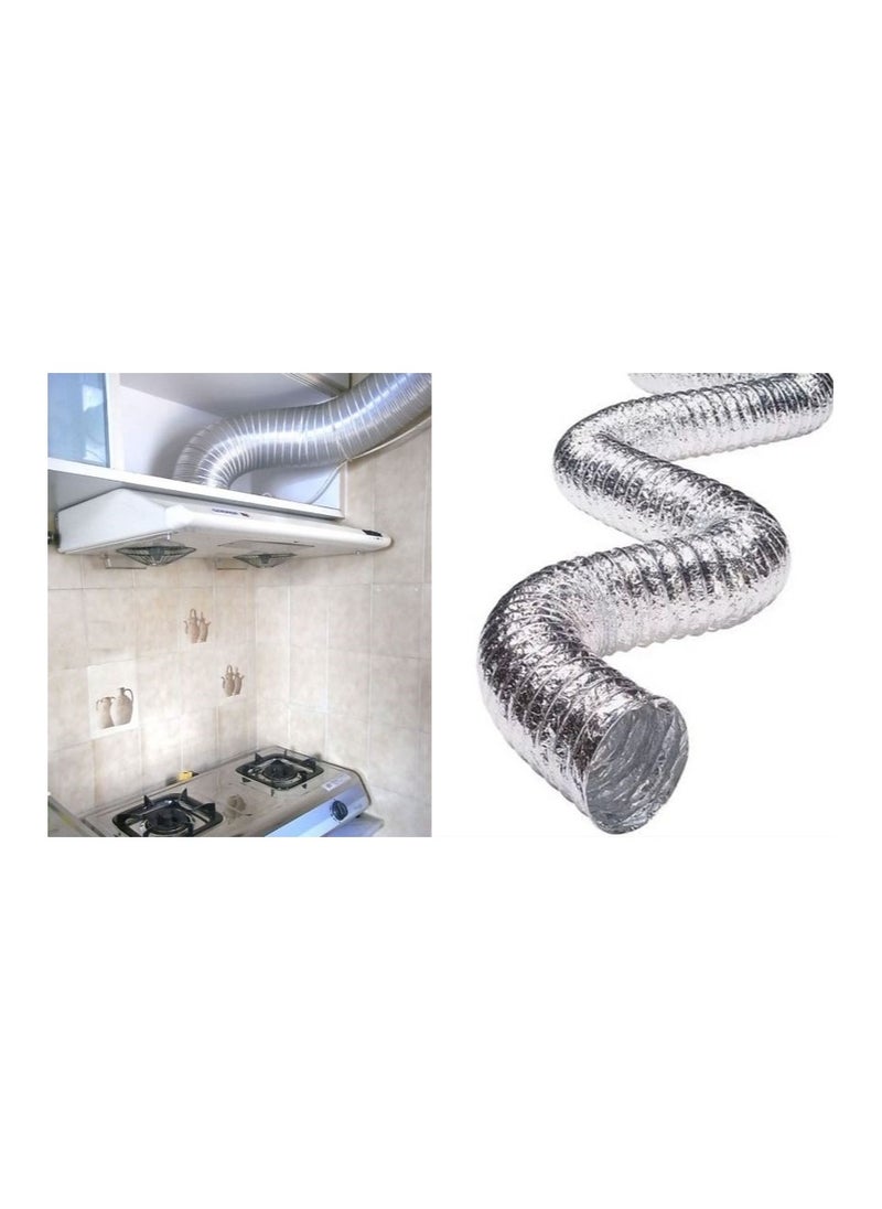 Hobby or chimney expands to 2.5 meters and 5 inches  in diameter, made of thermally expandable aluminum for kitchen hood, gas heater and air conditioning + special thermal paste roll 23 yards