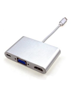 NIBEMINENT USB-C To HDMI VGA Adapter Silver  - Image 1