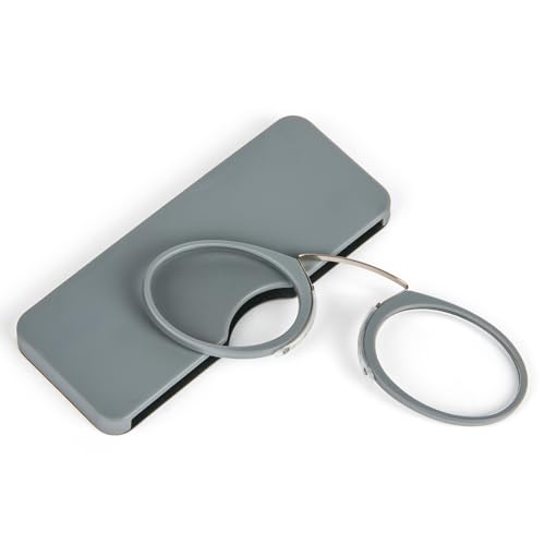 REAVEE Ultra Thin Armless Reading Glasses for Men Women, No Temple Pinch Nose Clip on Readers Small Pocket with Mini Portable Case, Grey +1.5 - Image 2