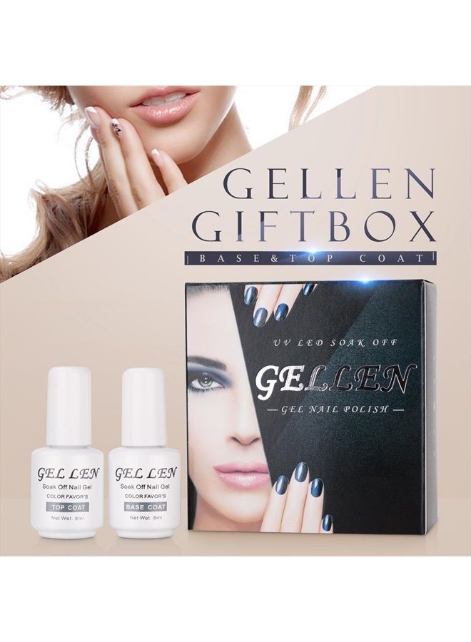 GELLEN Gel Base and Top Coat Set - 2Pcs Gel Long Lasting Nail Gel Manicure High Glossy Finish, Soak Off LED Nail Lamp Base Top Coat Nail Polish Supplies Set - Image 2