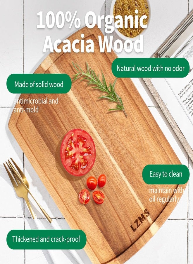 LZMS 4 Pcs Acacia 12.6" x 8.6" Solid Wooden Plate and Trays - Charcuterie Board - Multi-Purpose Use, Lightweight and Rustic Aesthetic Suited for Family, Party, Unbreakable Classic Plate - Image 4