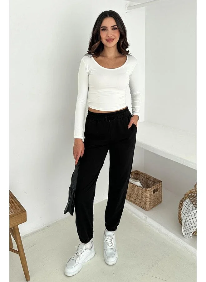 Noa Noa Women's Lace-Up Jogger Pants & Sweatpants - Sporty & Energetic Style - Black (L)