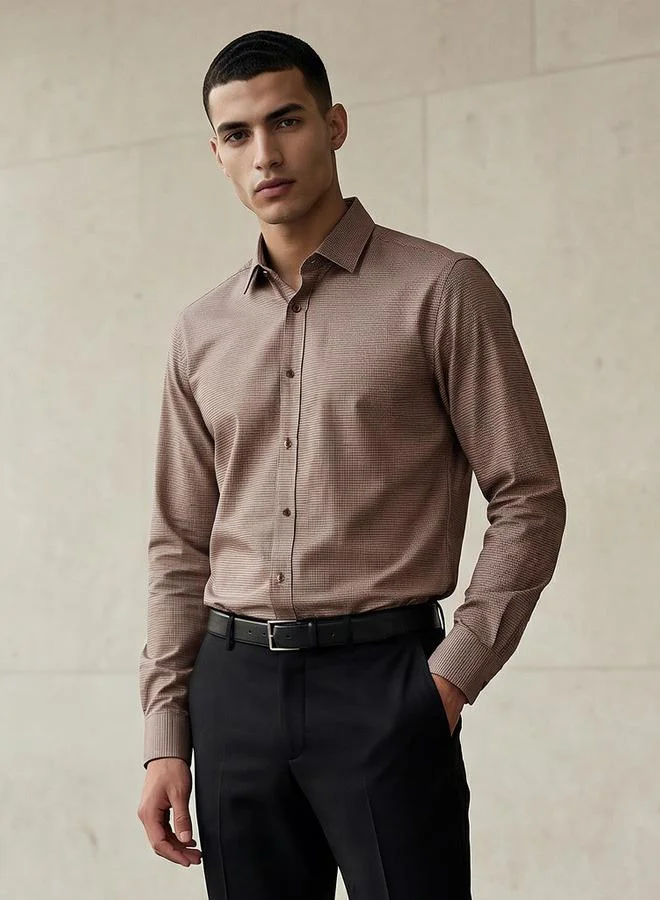 Splash FAV Men Regular Fit Collared Textured Long Sleeves Shirt