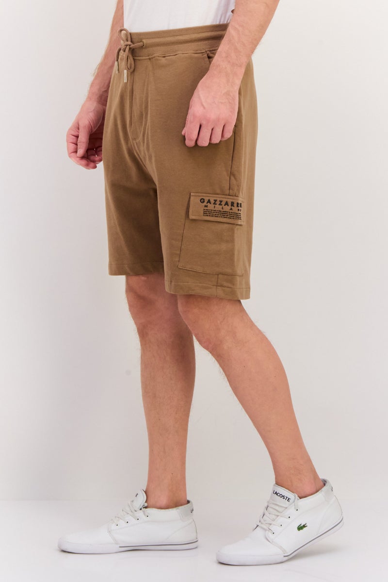 Gazzarrini Men Drawstring Side Pocket Basic Shorts, Brown  - Image 3