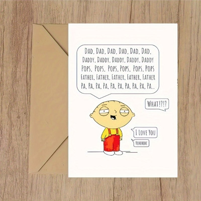 Fun Father S Day Creative Cartoon Card Khaki With Envelope - Image 2