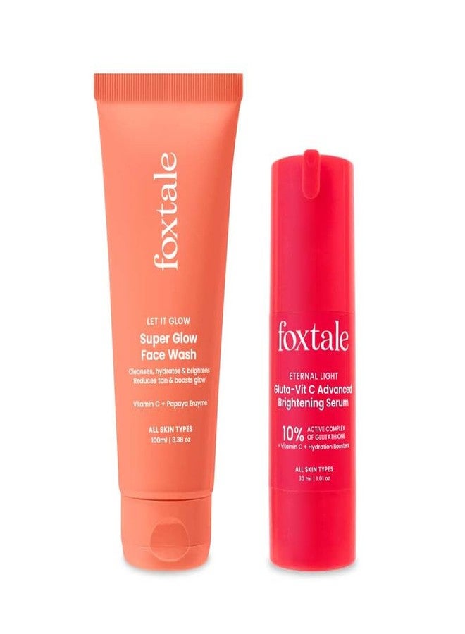 Foxtale Double Glow Duo | Super Glow Face Wash (100ml) + Eternal Light 10% Vitamin C + Glutathione Serum | Fades tan, brightens skin & boosts glow | For all skin types - Image 1
