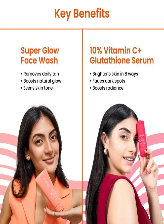 Foxtale Double Glow Duo | Super Glow Face Wash (100ml) + Eternal Light 10% Vitamin C + Glutathione Serum | Fades tan, brightens skin & boosts glow | For all skin types - Image 3