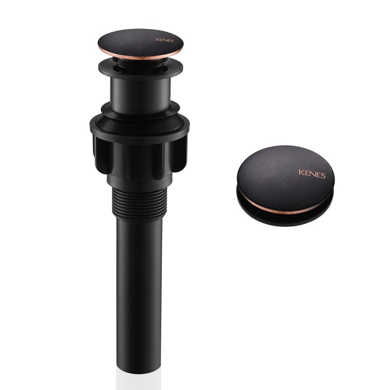 KENES Oil Rubbed Bronze Bathroom Vessel Pop Up Sink Drain Vanity Faucet Sink Drain Stopper Sink Drain Assembly Without Overflow Anti Clog Pop Up Drain