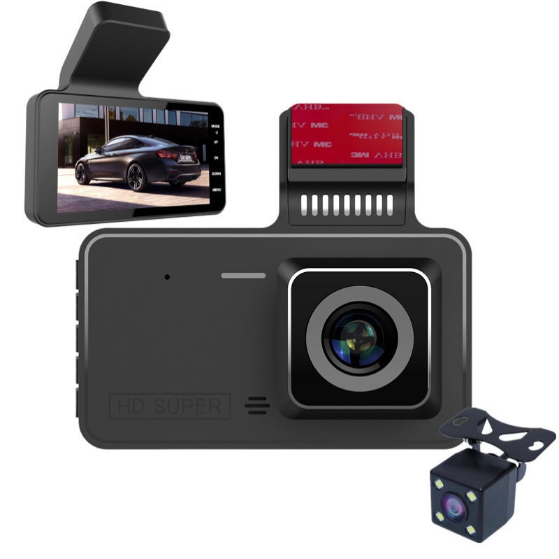 H91 مسجل قيادة 4 بوصة HD عدستين تسجيل مزدوج صورة عكسية DVR للسيارة - Image 4