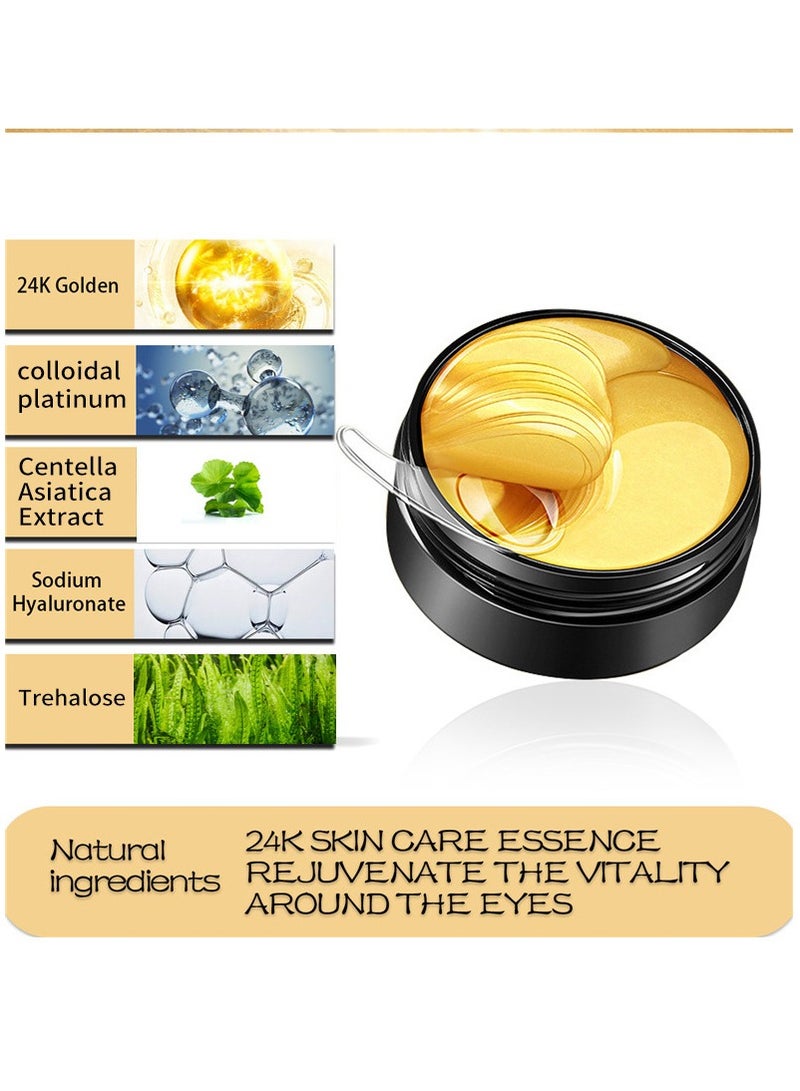 24K نازانو رقع تحت العين - 30 زوجًا - قناع العين الذهبي عيار 24 قيراط - علاج العيون المنتفخة والهالات السوداء، تقلل الانتفاخات تحت العين والتجاعيد الملساء، وسادات العناية ببشرة العين بالكولاجين - Image 4