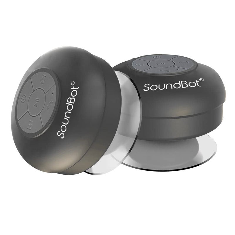 SoundBot سماعة شاور بلوتوث مقاومة للماء Soundbot SB510 HD، سماعة محمولة مع ميكروفون مدمج، 6 ساعات من وقت التشغيل، أزرار تحكم وكوب شفط مخصص للاستحمام (أسود) - Image 2