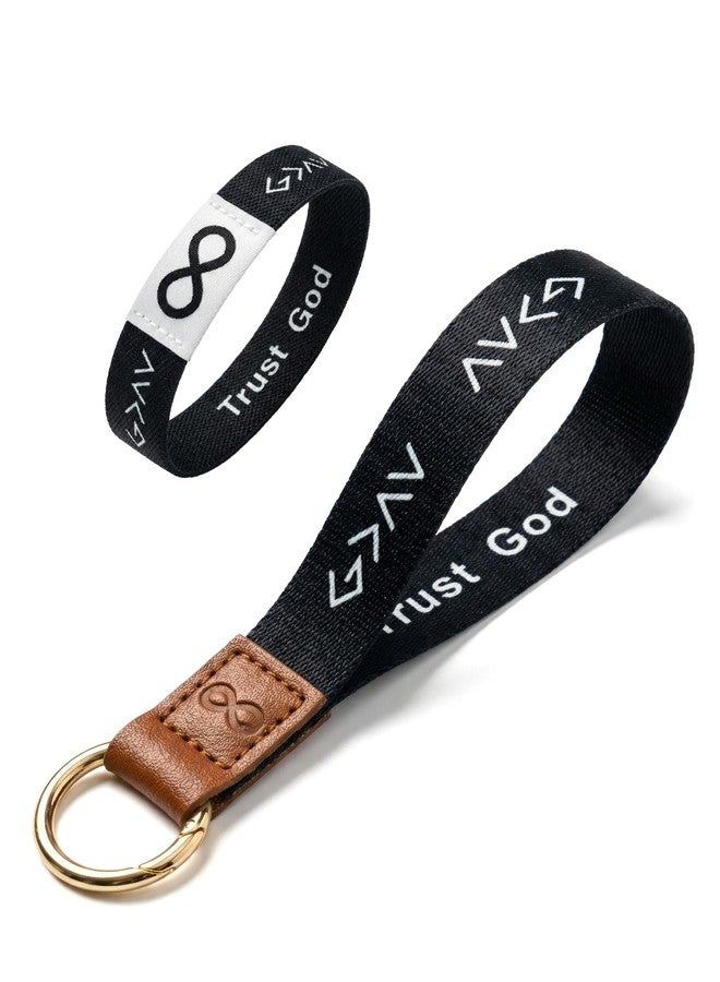 COHVV NFC Daily Bible Verse Bracelet & Keychain Wristlet Set - Scan for Scripture - Christian Religious Gifts for Women Men (Black) - Image 1